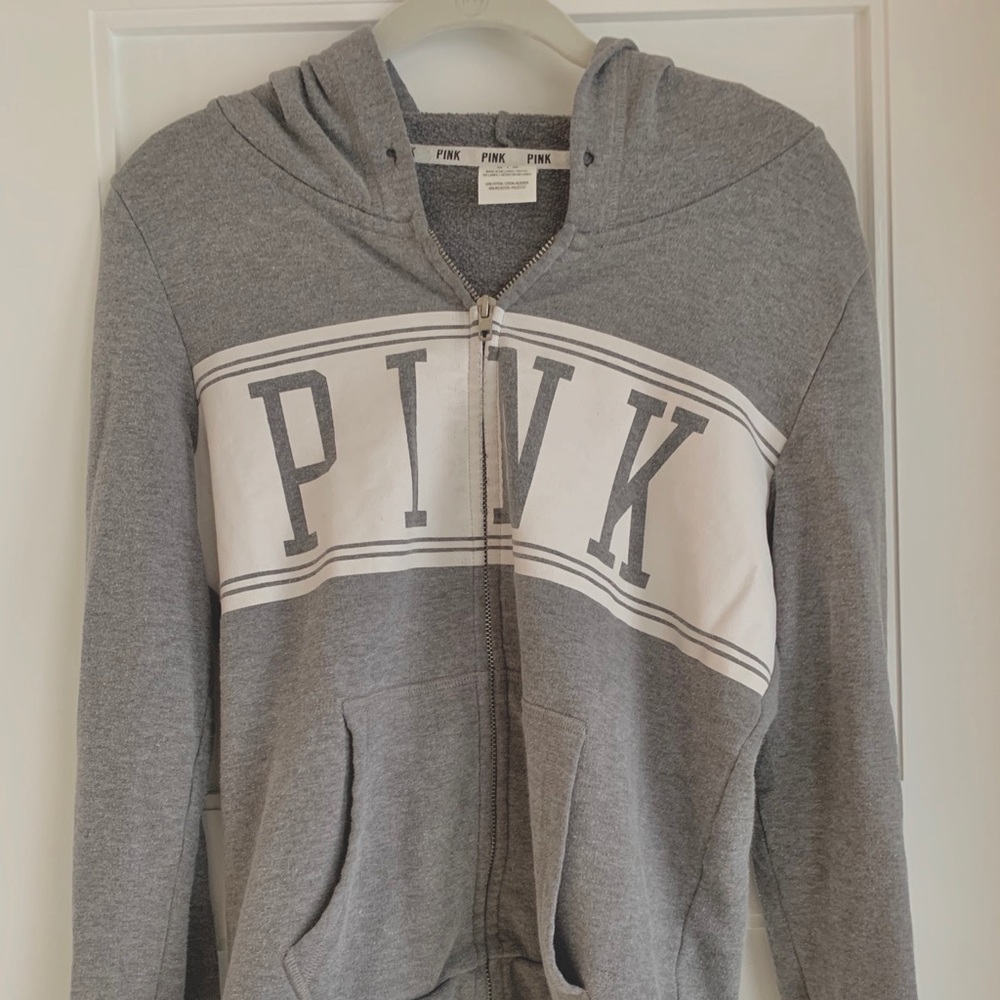 grey zip-up from pink